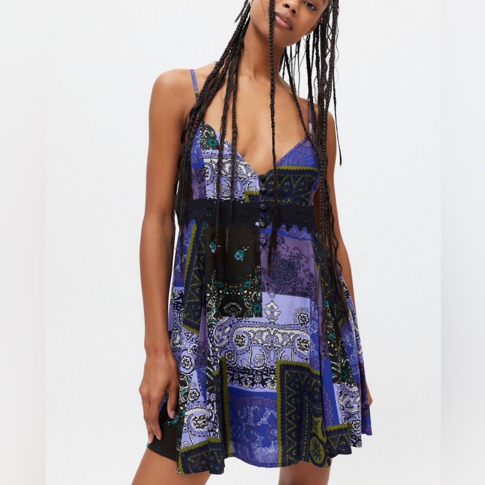 Urban Outfitters Azalea Lace Inset Frock Dress Purple Black Size Medium
